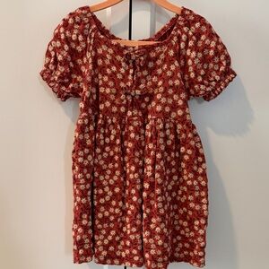 Adorable Floral Kids Dress in Red